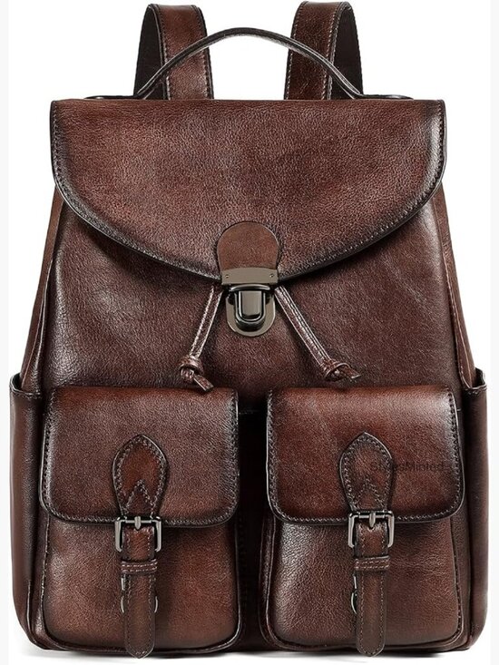 Vintage Genuine Leather Backpack Purse Rucksack Retro Daypack for Women main image 5